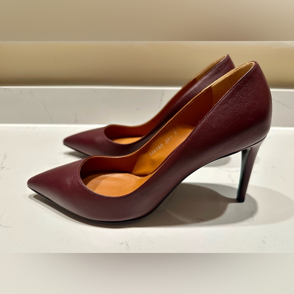 Ralph Lauren Purple Label Burgundy Leather Heels - size 8.5 / 38.5B - Picture 2 of 8